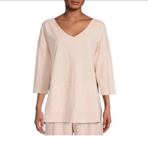 Bryn Walker Soft Pink V-Neck Oversized Cotton Tunic Judy Top - Small